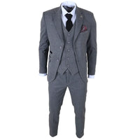 IM41 - Grey 3 Piece Herringbone Tweed Suit for Men