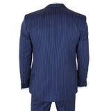 IM43 - Men's Pinstripe 3 Piece Navy Blue Shelby Style Suit