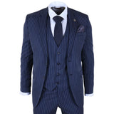 IM43 - Men's Pinstripe 3 Piece Navy Blue Shelby Style Suit
