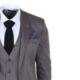 IM44 - Men's Pinstripe 3 Piece Grey Suit Shelby Style