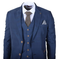 IM50 - Men's Blue Check 3 Piece Tailored Fit Suit