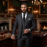 IM51 - Men's Charcoal Check 3 Piece Tailored Fit Suit
