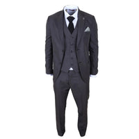IM51 - Men's Charcoal Check 3 Piece Tailored Fit Suit