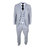 IM53 - Men's Grey Check 3 Piece Tailored Fit Suit