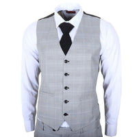 IM53 - Men's Grey Check 3 Piece Tailored Fit Suit