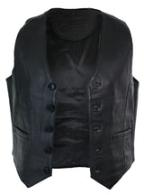 Infinity 153 Napa - Mens Real Leather Gilet Waistcoat Classic Vintage Retro Black