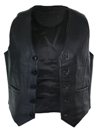 Infinity 153 Napa - Mens Real Leather Gilet Waistcoat Classic Vintage Retro Black