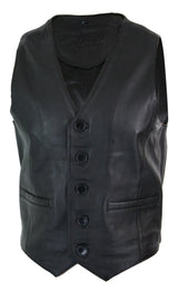 Infinity 153 Napa - Mens Real Leather Gilet Waistcoat Classic Vintage Retro Black