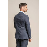 Invincible - Men's Navy Blue Pinstripe Blazer