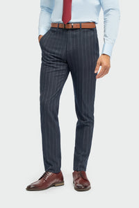 Mens 3 Piece Suit Pin Stripe Navy Classic Vintage Retro 1920s Tailored Fit Wedding