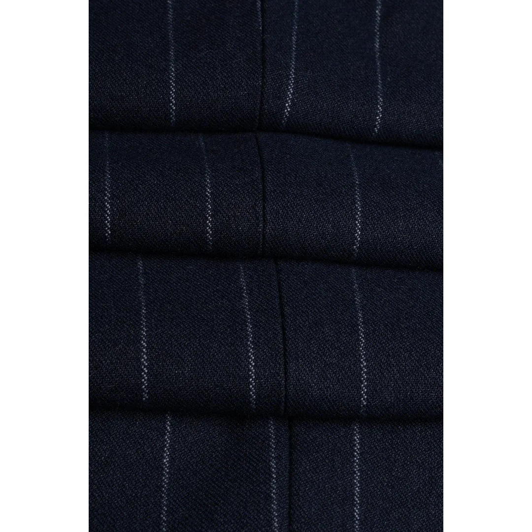 Invincible - Men's Navy Blue Pinstripe Trousers