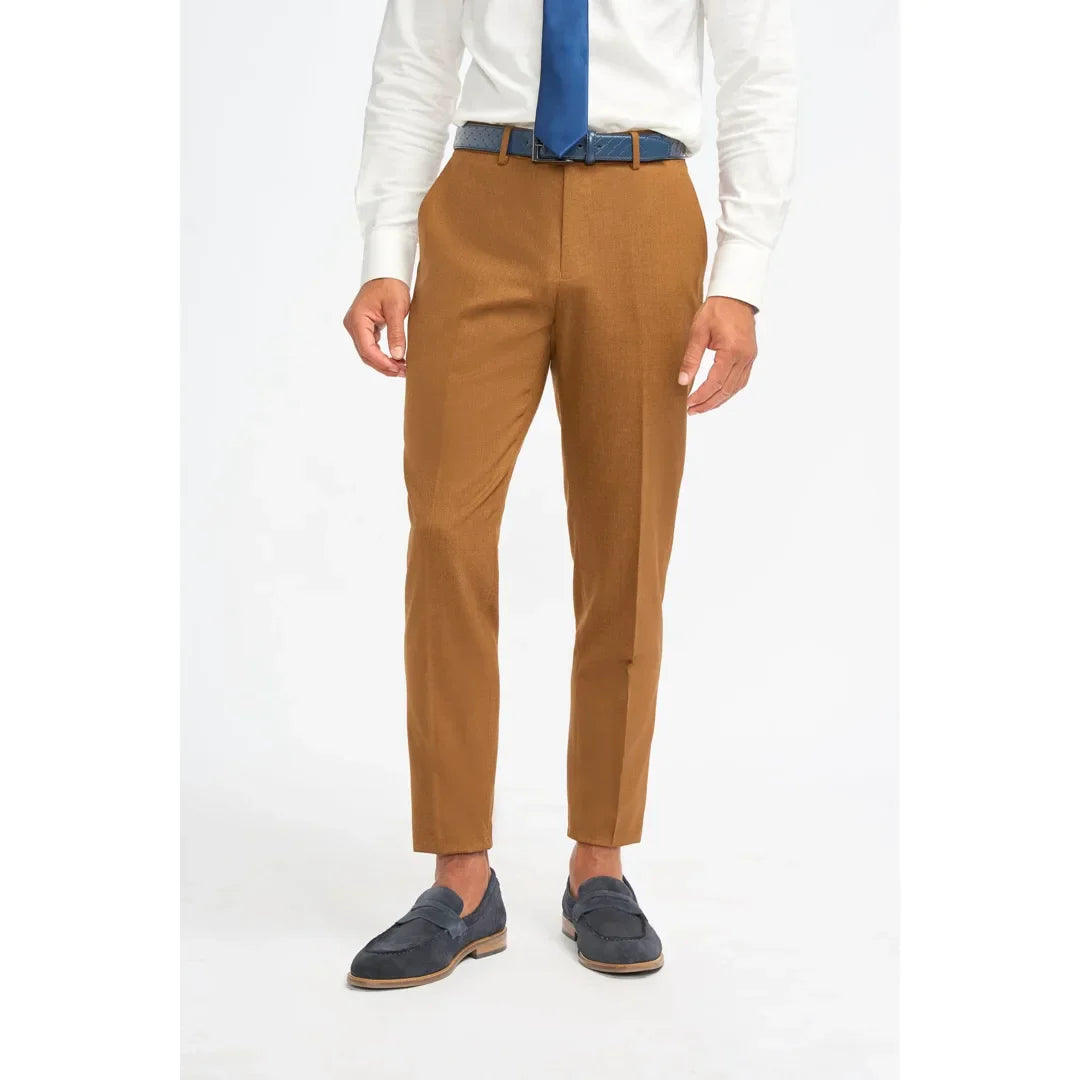 James - Men's Camel Brown Formal Trousers