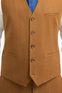 James - Men's Camel Brown Wool Waistcoat