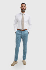 James - Men's Light Blue 3 Piece Textured Suit