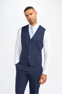 James - Men's Navy Blue Wool Waistcoat