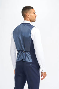 James - Men's Navy Blue Wool Waistcoat
