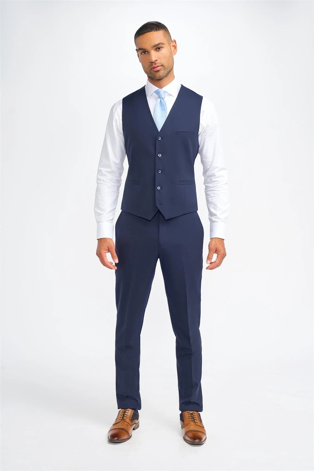 James - Men's Navy Blue Wool Waistcoat