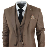 James Men's 3-Piece Plain Brown Suit with Classic Fit