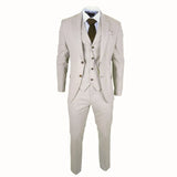 James - Men's 3 Piece Cream Tailored Fit Suit