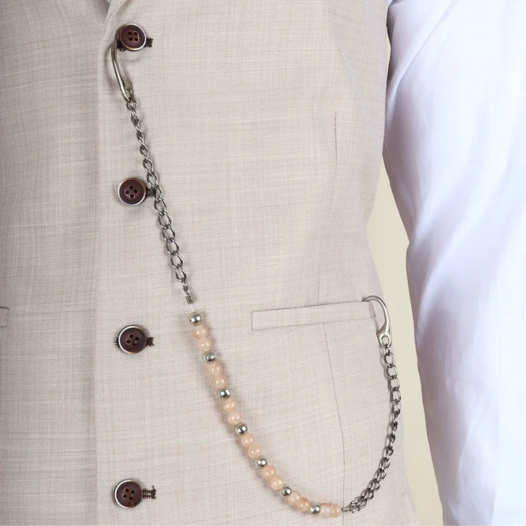 James - Men's 3 Piece Cream Tailored Fit Suit