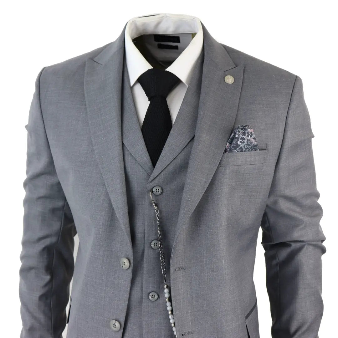 James Men's 3-Piece Grey Classic Fit Suit