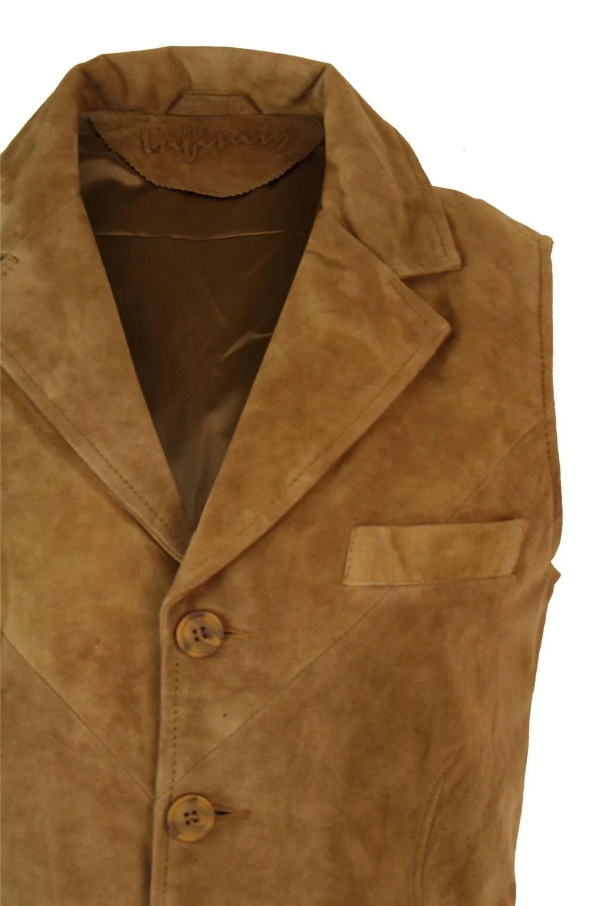 Mens Real Suede Leather Tan Brown Smart Casual Gilet Waistcoat Vintage Retro