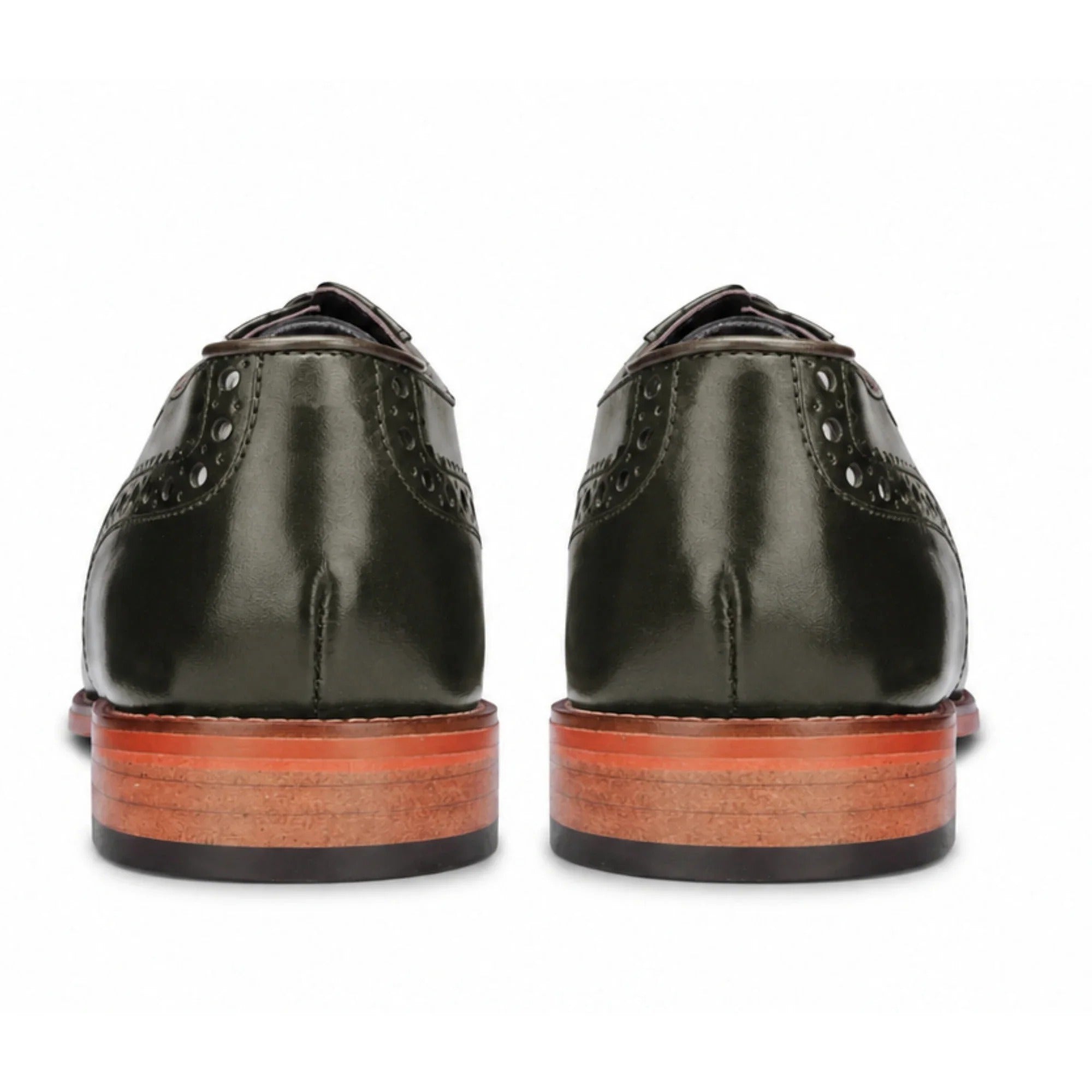 Jett - Men's Dark Green Cross-Stitch Toe Cap Oxford Shoes