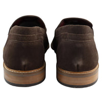 Mens Real Full Suede Slip On Loafers Boat Shoes Brown Smart Casual Classic Comfort Fit