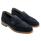 Mens Real Full Suede Slip On Loafers Boat Shoes Navy Smart Casual Classic Comfort Fit