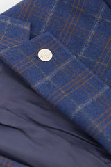 Mens Navy-Blue Check 3 Piece Suit - Paul Andrew Kenneth