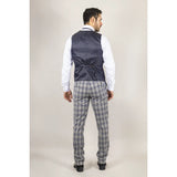Knight - Men's Grey Blue Checked Waistcoat