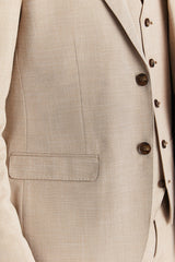 Mens Beige 3 Piece Tweed Check Suit