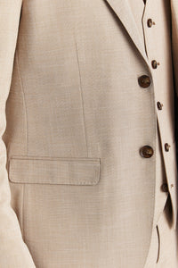 Mens Beige 3 Piece Tweed Check Suit
