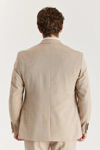 Mens Beige 3 Piece Tweed Check Suit