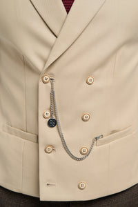 Mens Double Breasted Waistcoat with Chain - Cavani Lennox