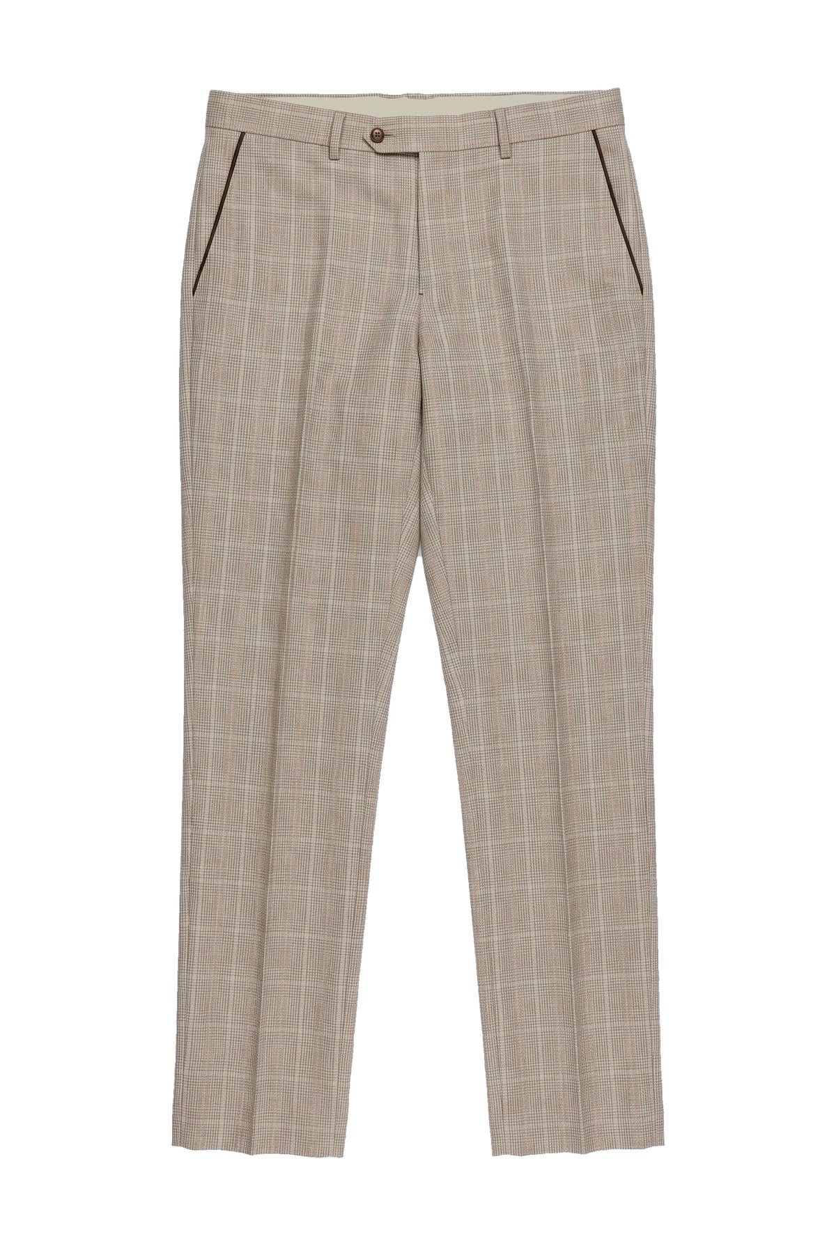 Leo - Men's Beige Checked Trousers