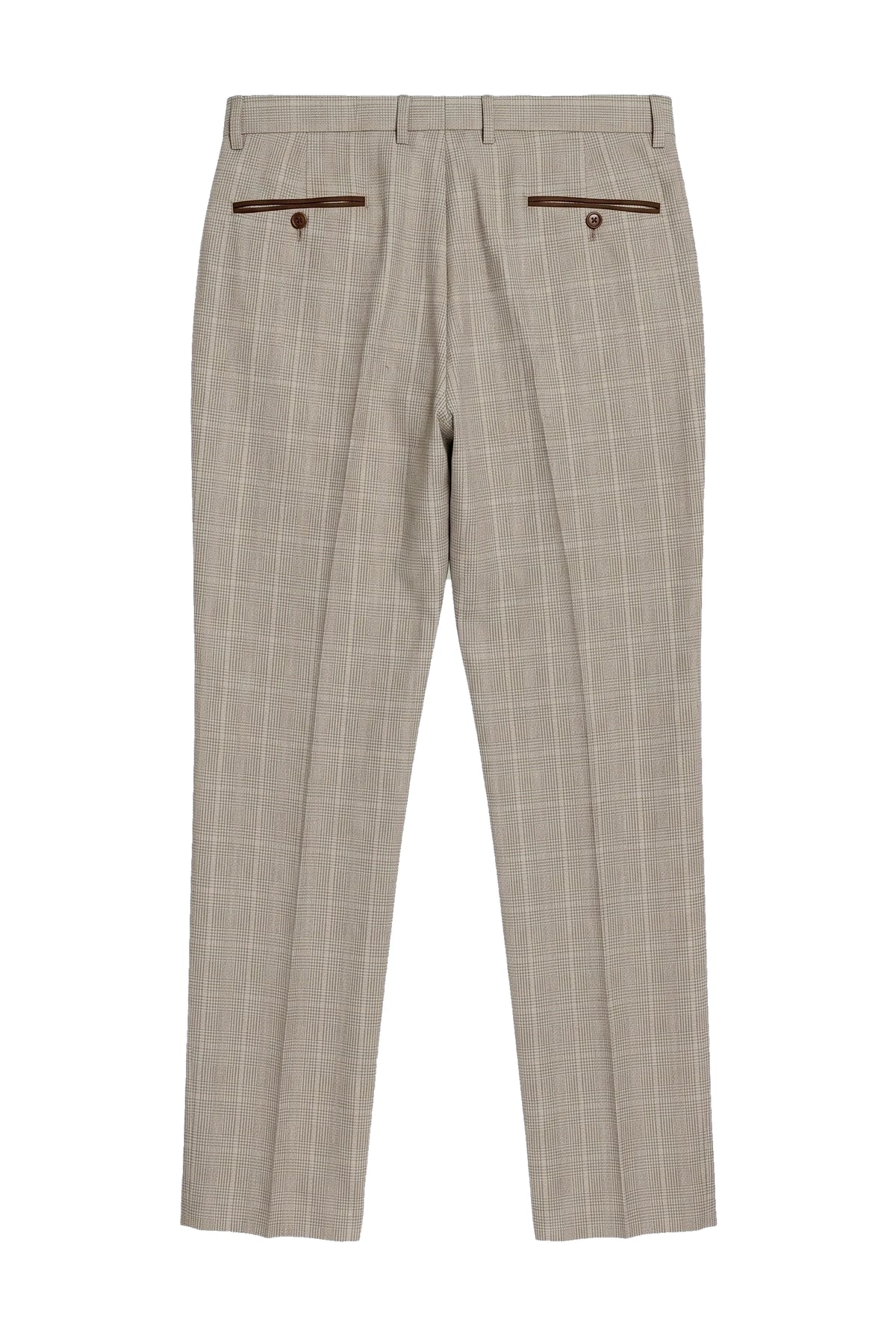 Leo - Men's Beige Checked Trousers