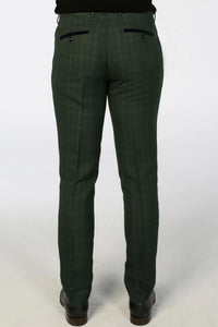 Leo - Men's Green 3 Piece Checked Tailored Fit Suit