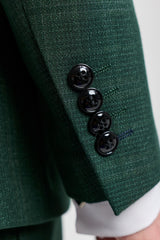 Leo - Men's Green 3 Piece Checked Tailored Fit Suit