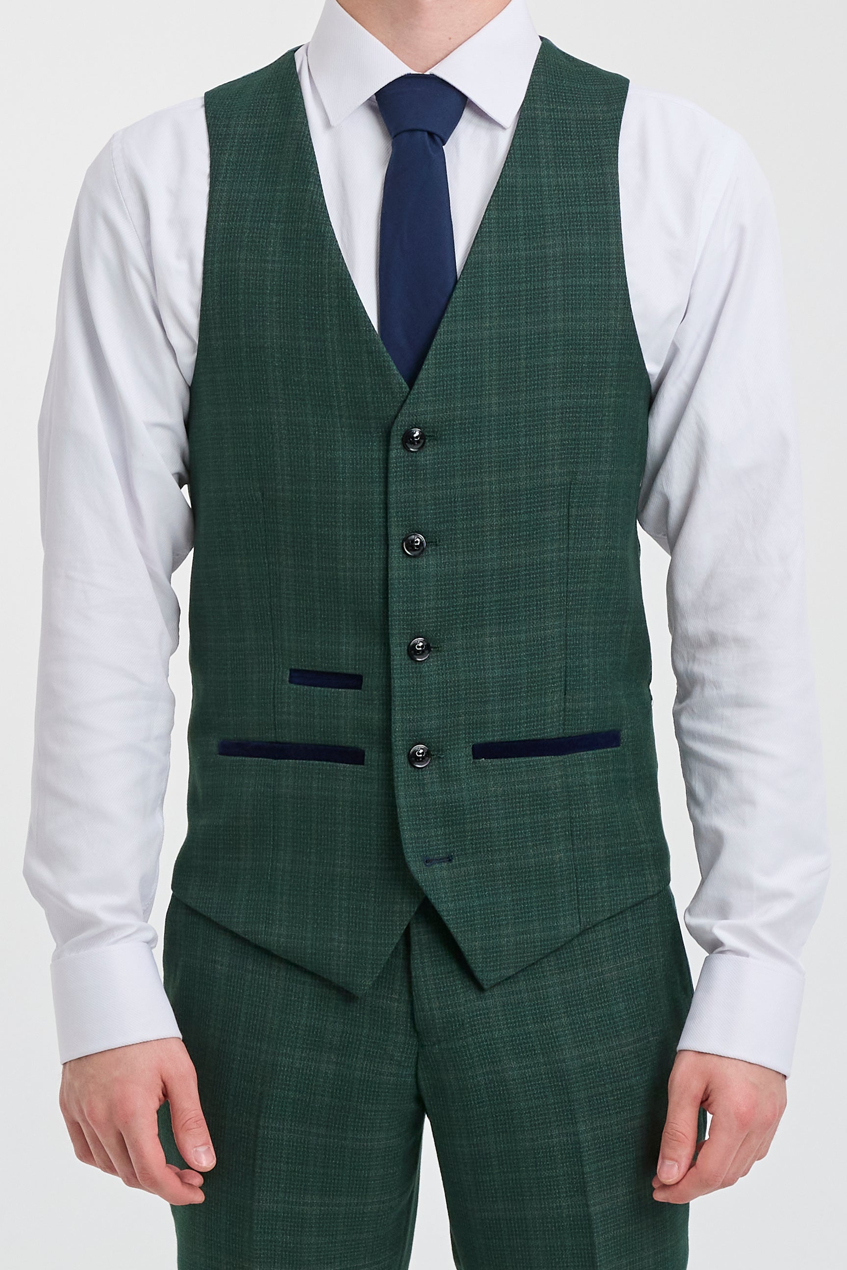 Leo - Men's Green 3 Piece Checked Tailored Fit Suit