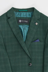 Leo - Men's Green 3 Piece Checked Tailored Fit Suit