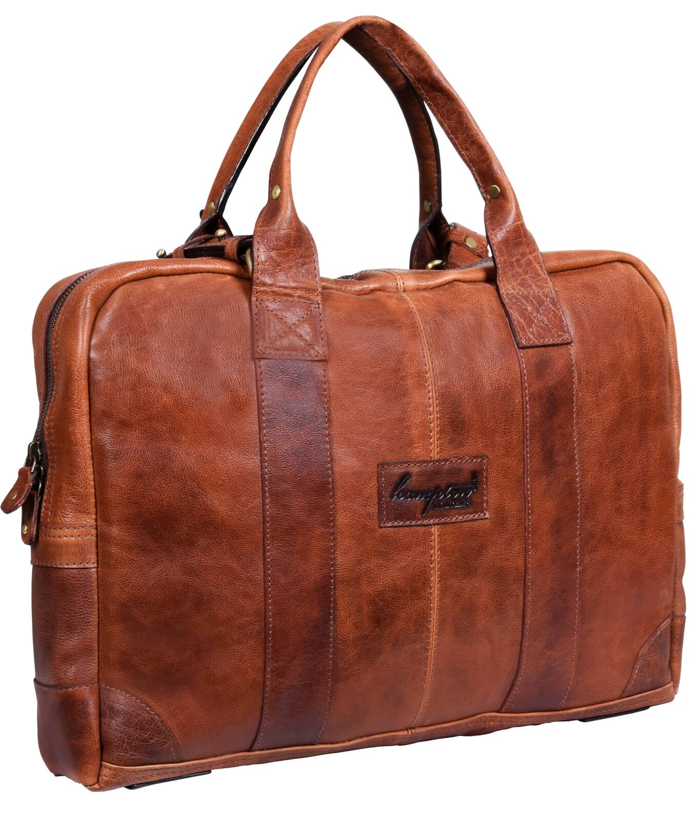 Real Leather Carry On Overnight Bag - Tan,