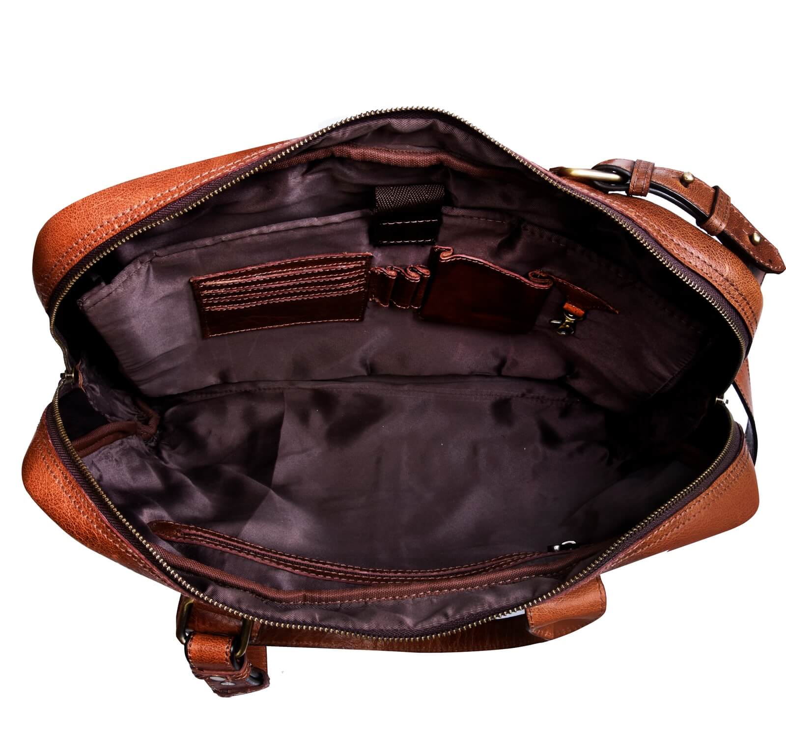 Real Leather Carry On Overnight Bag - Tan,