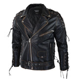 Men's Live To Ride Cow Hide Leather Jacket Original Cross Zip Brando Biker Motorcycle
