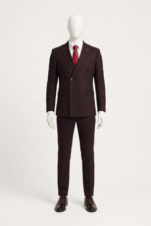 Semi Formal Burgundy Double-Breasted Groom
