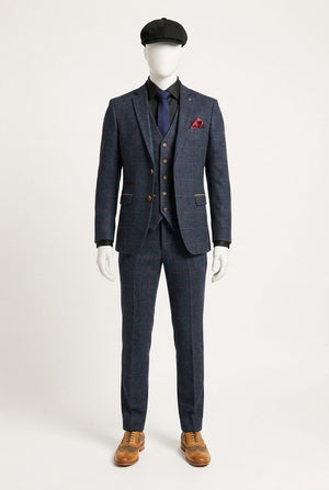 Peaky Blinders Dark Navy Check Peaky Groom