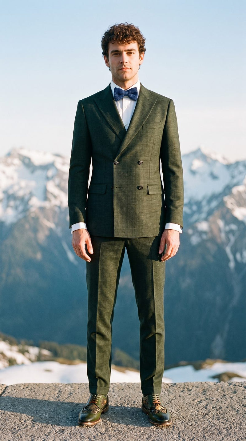 Rustic — Green Double-Breasted Groom — photo 4