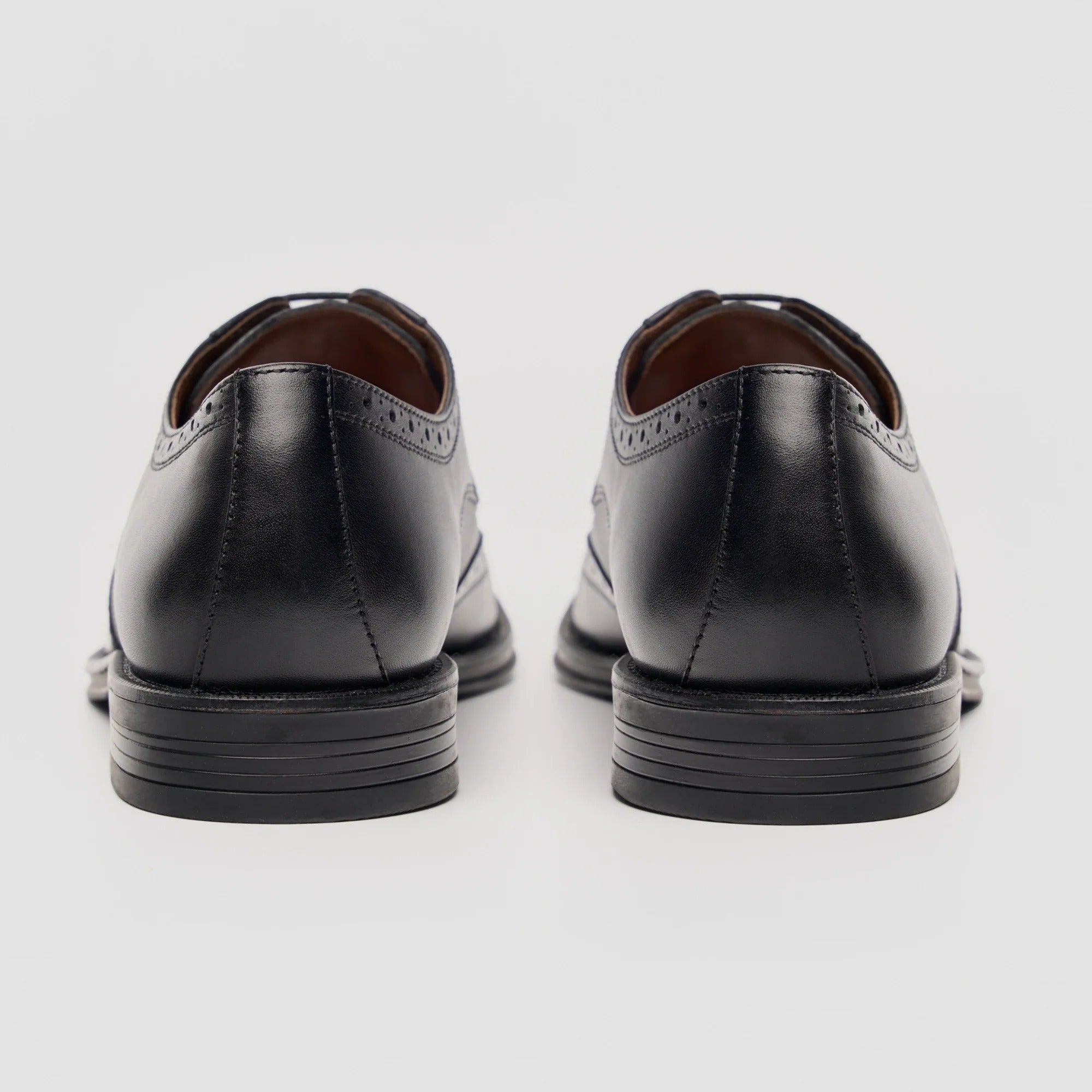 Lorenzo - Men's Black Burnished Leather Oxfords Shoes