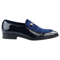 Men's Moccasin Loafers Shoes Leather Blue Lined Slip On Velvet Smart Formal Shoe