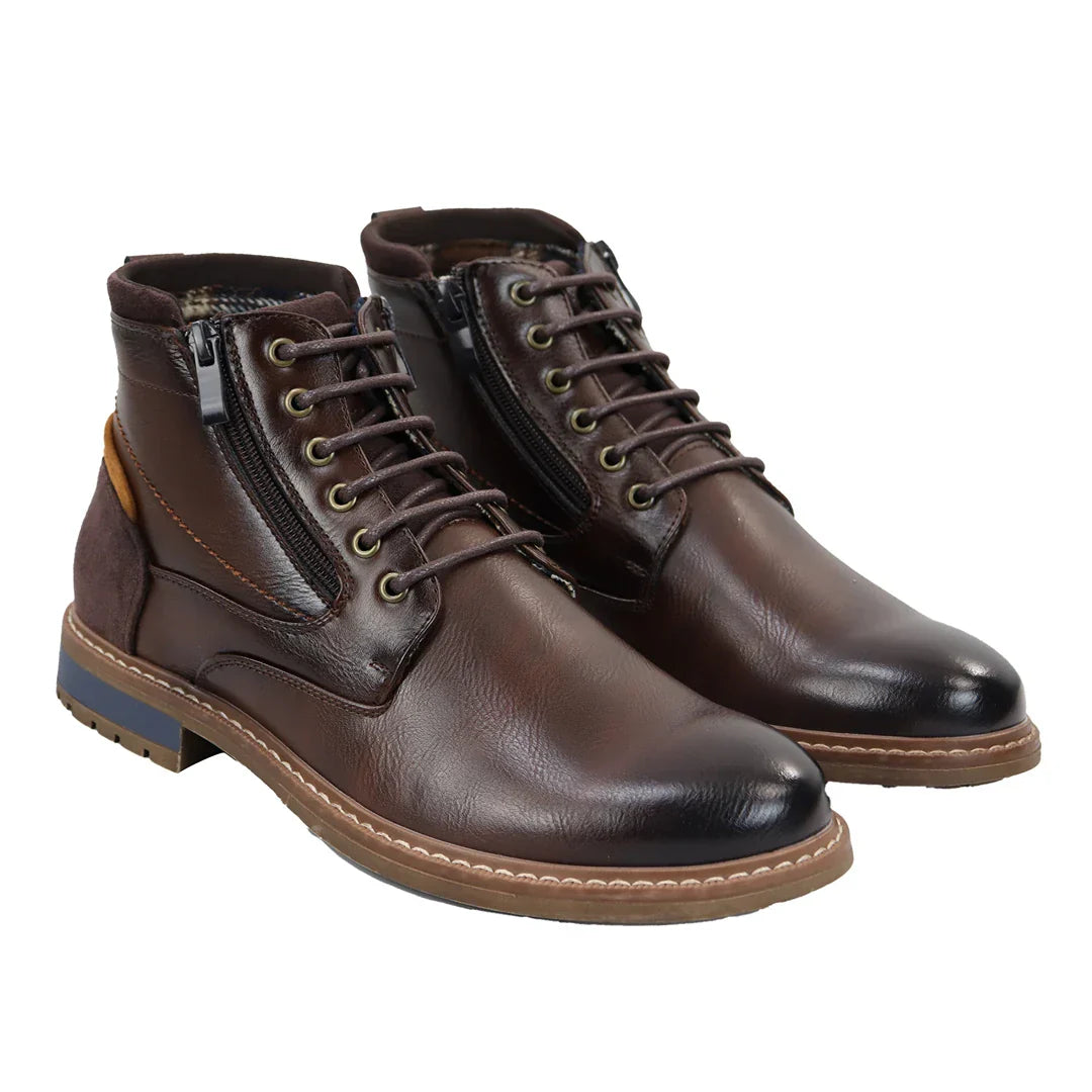 Men's Lace Up Brown Ankle Boots